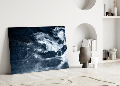 White Smoke On Navy Sky Glass Wall Art