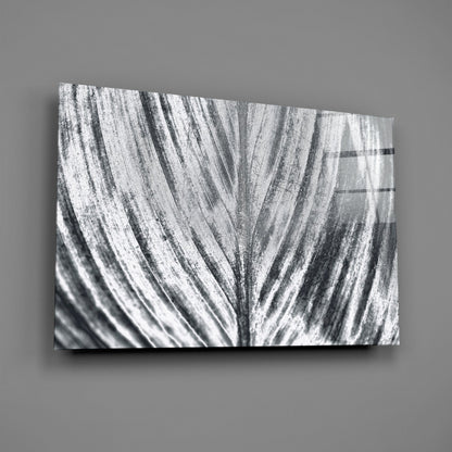 Silver Brushed Leaf Glass Wall Art