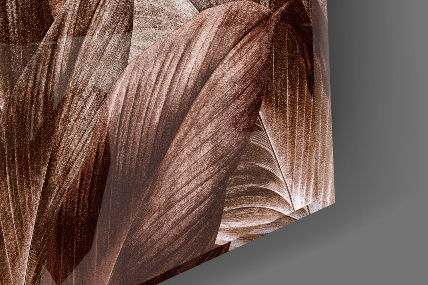 Copper Bronze Leaf Cluster Glass Wall Art