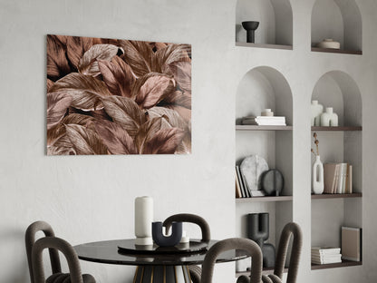 Copper Bronze Leaf Cluster Glass Wall Art