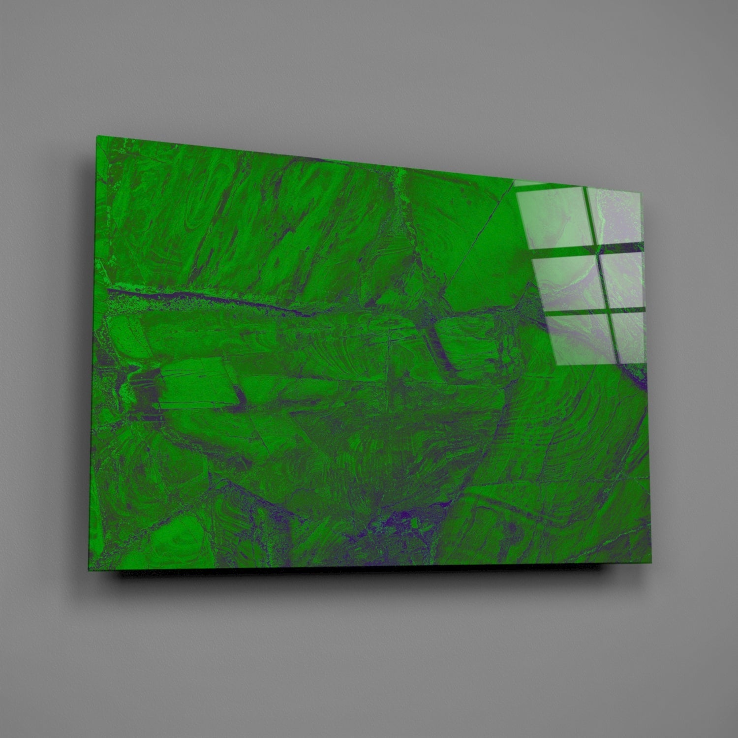 Emerald Green Cracked Paint Glass Wall Art