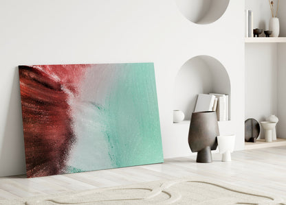 Rust Red And Mint Fade Glass Wall Art
