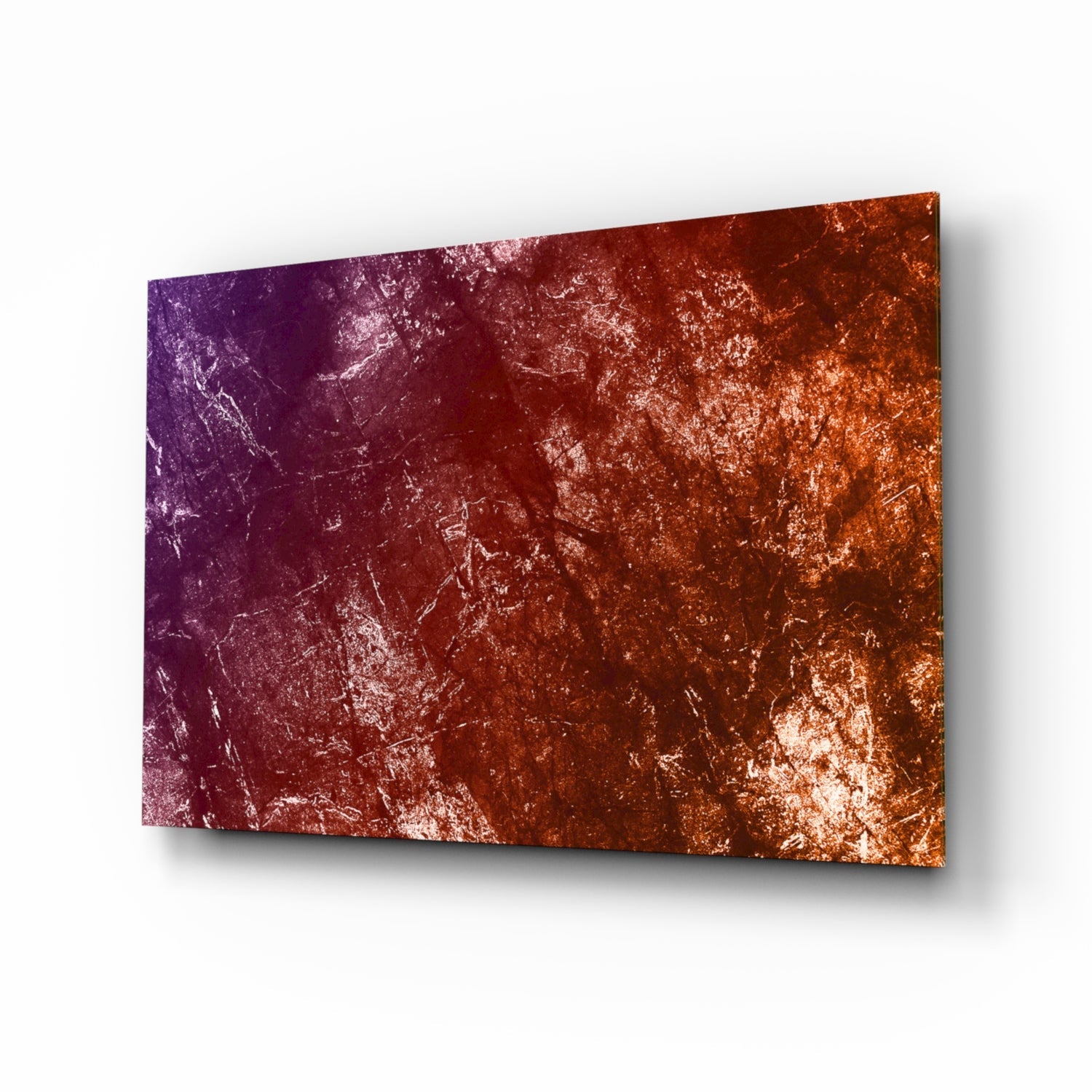 Purple To Orange Fiery Grunge Abstract Glass Wall Art