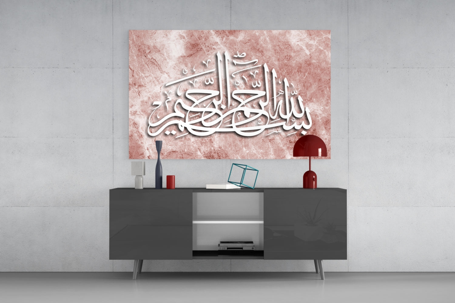 Rose Marble Texture Calligraphy Glass Wall Art