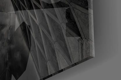 Monumental Lattice Arch Monochrome Glass Wall Art