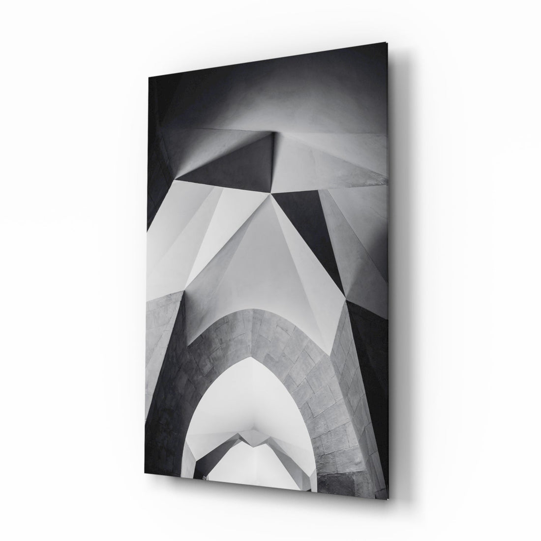 Faceted White Vault Ceiling Glass Wall Art