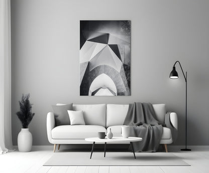 Faceted White Vault Ceiling Glass Wall Art