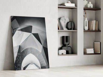 Faceted White Vault Ceiling Glass Wall Art