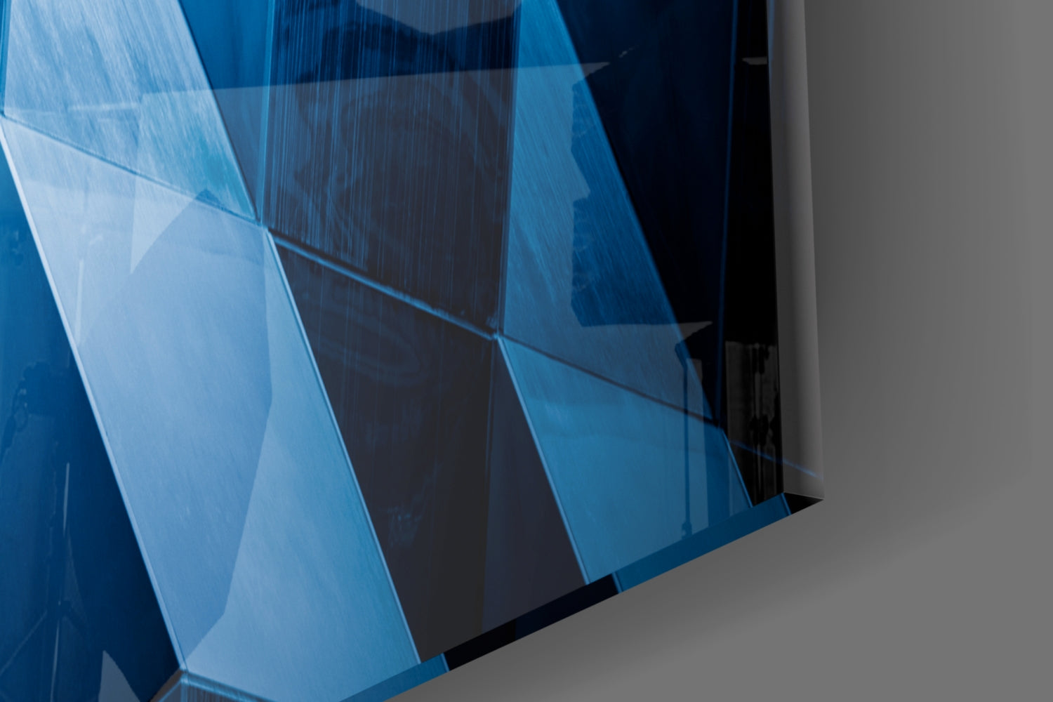 Blue Geometric Facade Panels Glass Wall Art