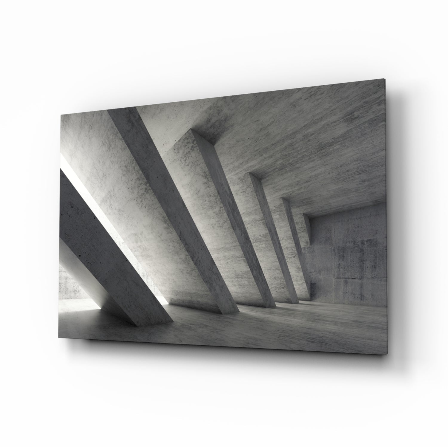 Slanted Concrete Columns Interior Glass Wall Art