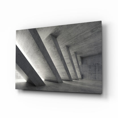 Slanted Concrete Columns Interior Glass Wall Art
