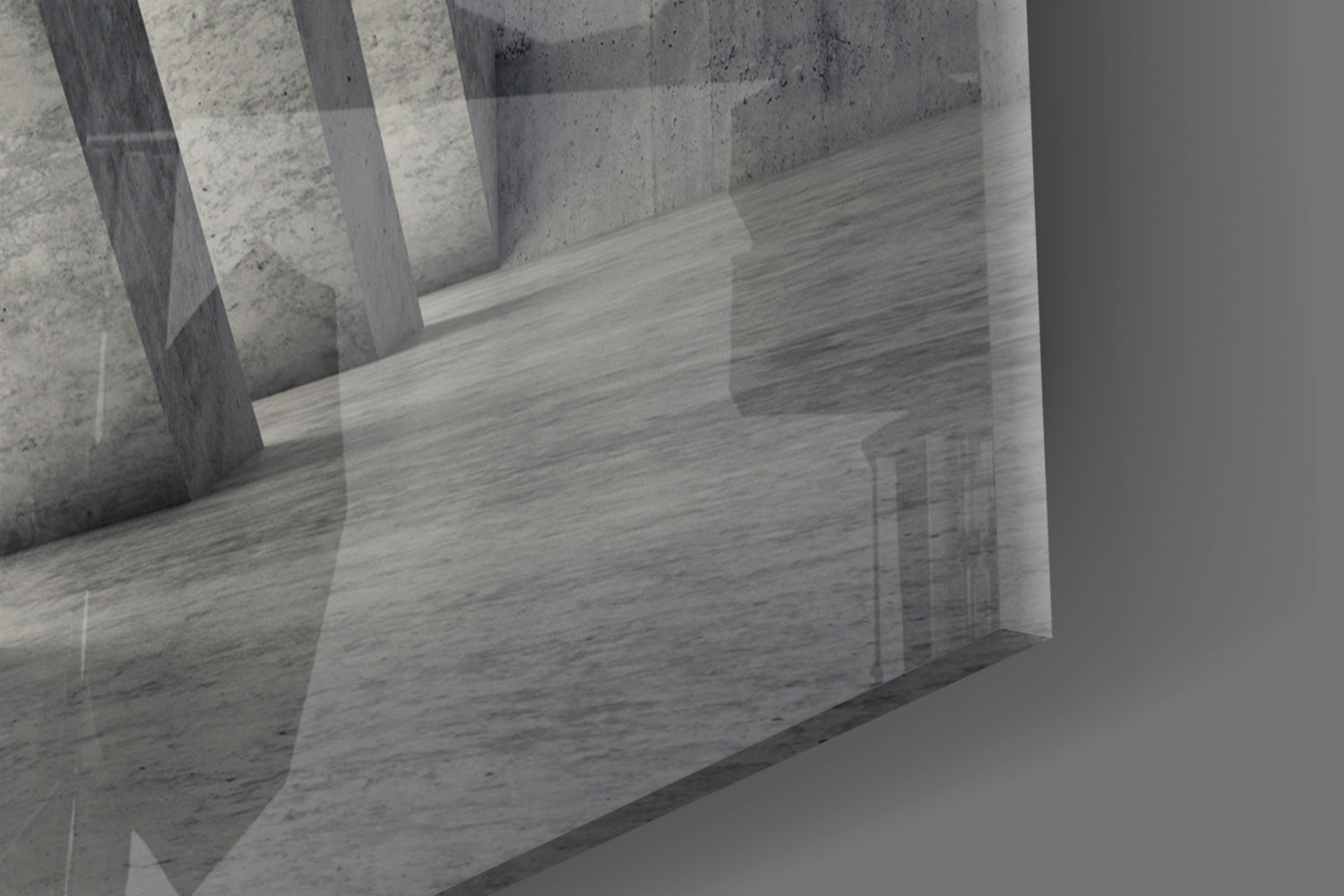Slanted Concrete Columns Interior Glass Wall Art