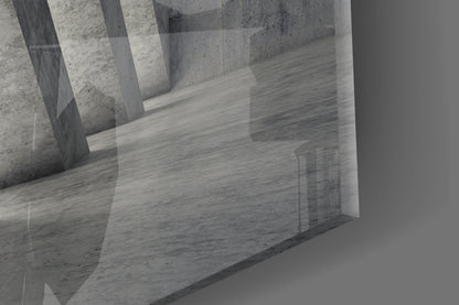 Slanted Concrete Columns Interior Glass Wall Art