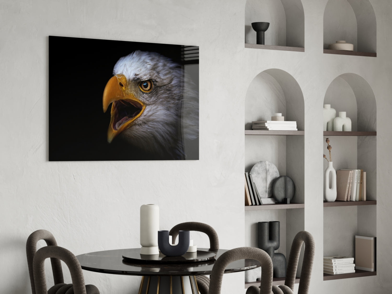 Screaming Bald Eagle Glass Wall Art