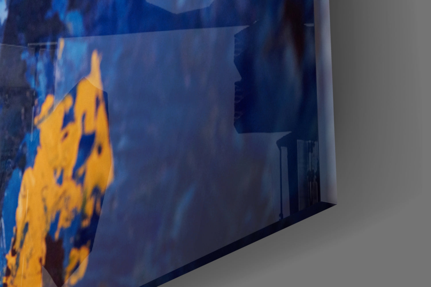 Blue and Gold Impasto Glass Wall Art