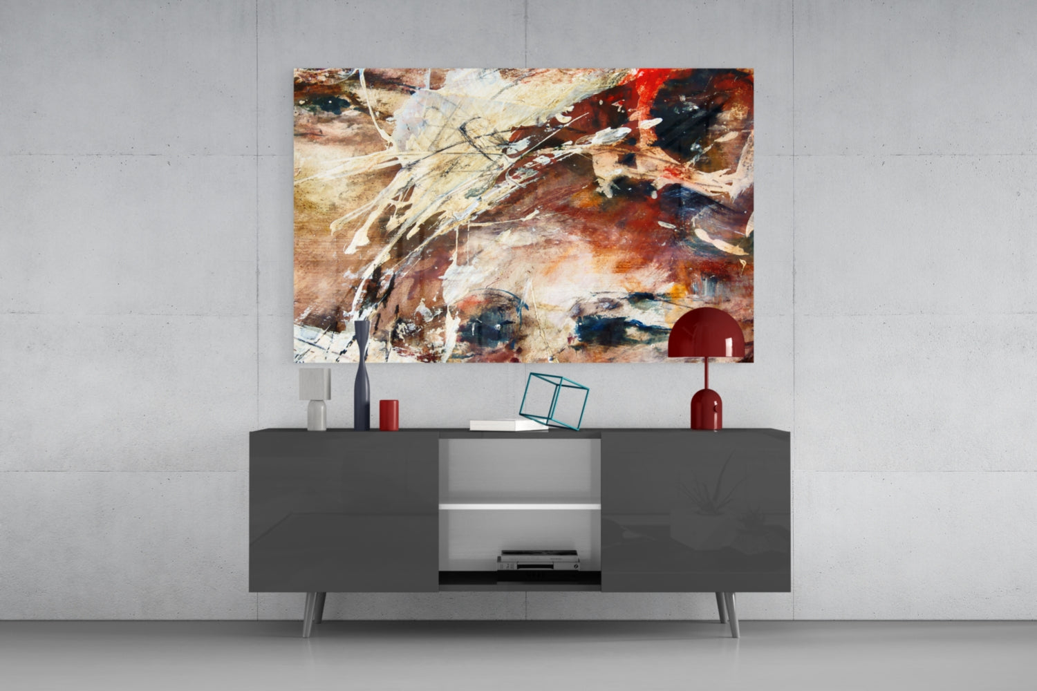 Rust Watercolor Splash Glass Wall Art