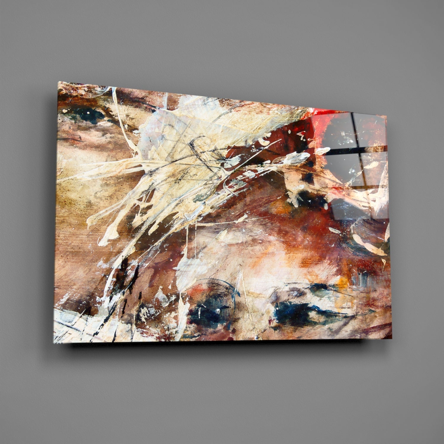 Rust Watercolor Splash Glass Wall Art