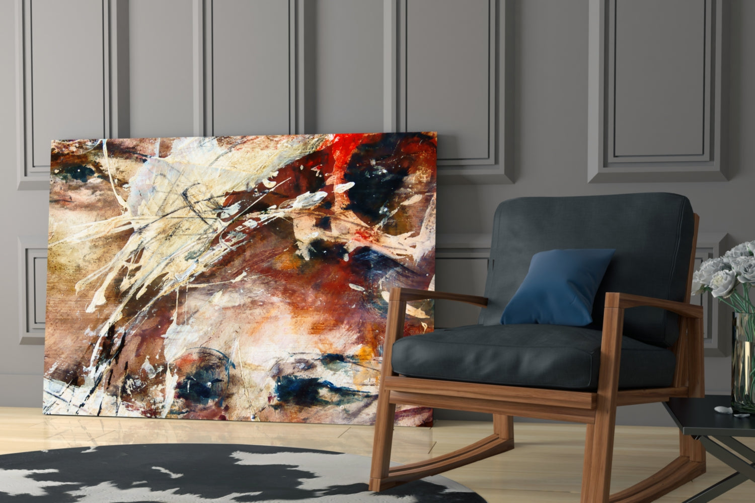 Rust Watercolor Splash Glass Wall Art