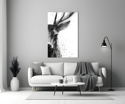 Watercolor Ink Deer Splatter Glass Wall Art