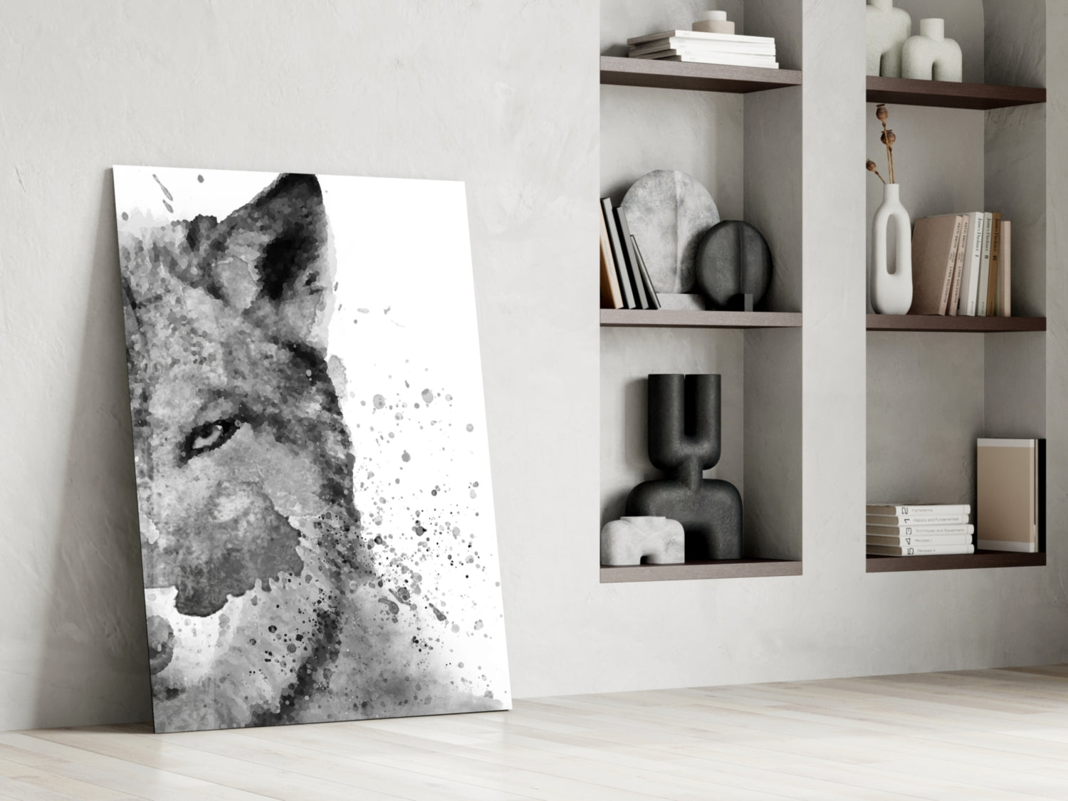 Watercolor Half Face Wolf Glass Wall Art