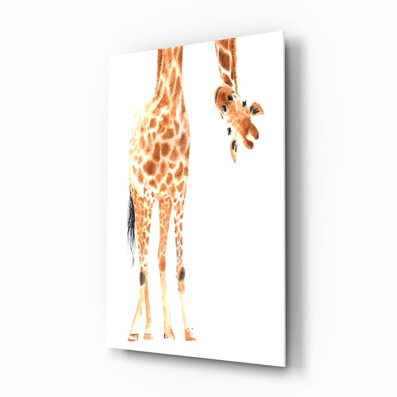 Mother and Baby Giraffe Glass Wall Art