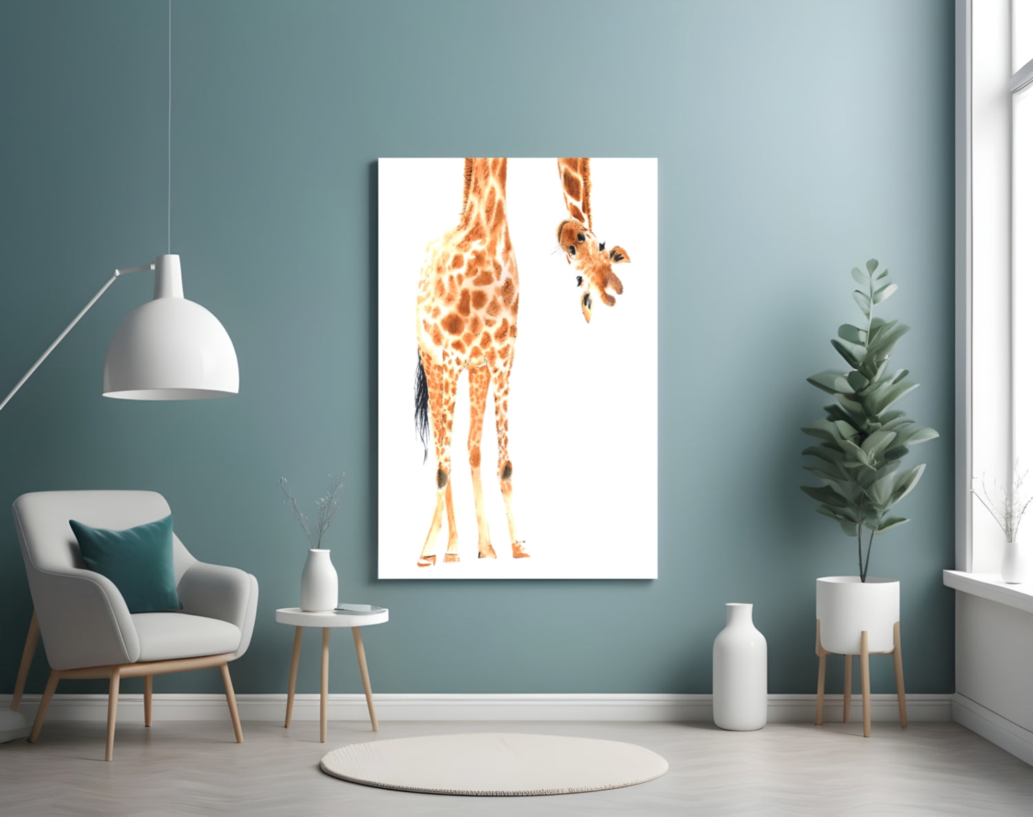 Mother and Baby Giraffe Glass Wall Art