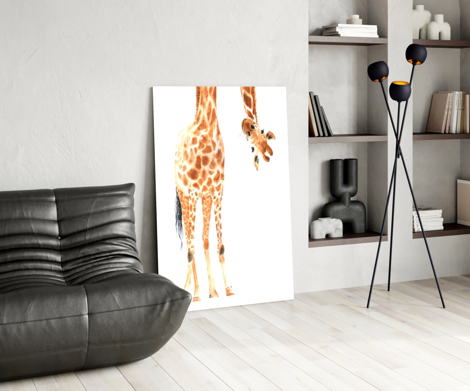 Mother and Baby Giraffe Glass Wall Art