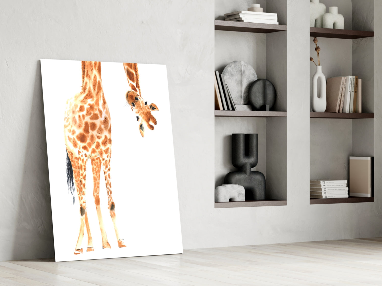 Mother and Baby Giraffe Glass Wall Art