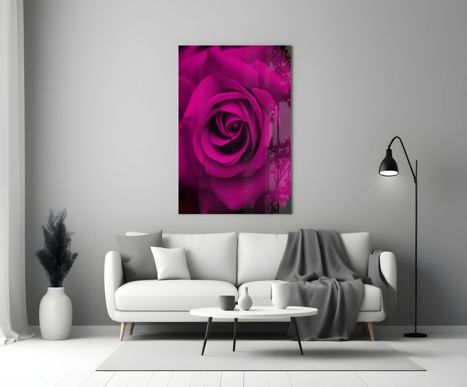 Magenta Velvet Rose Glass Wall Art