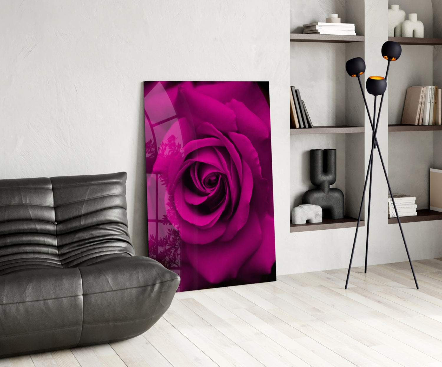 Magenta Velvet Rose Glass Wall Art