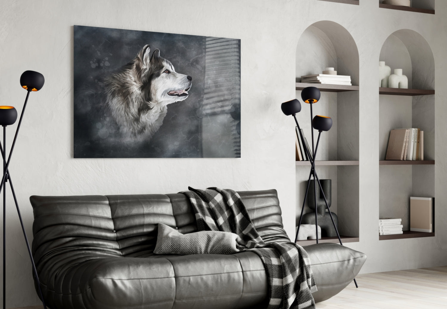 Nordic Husky Profile Glass Wall Art