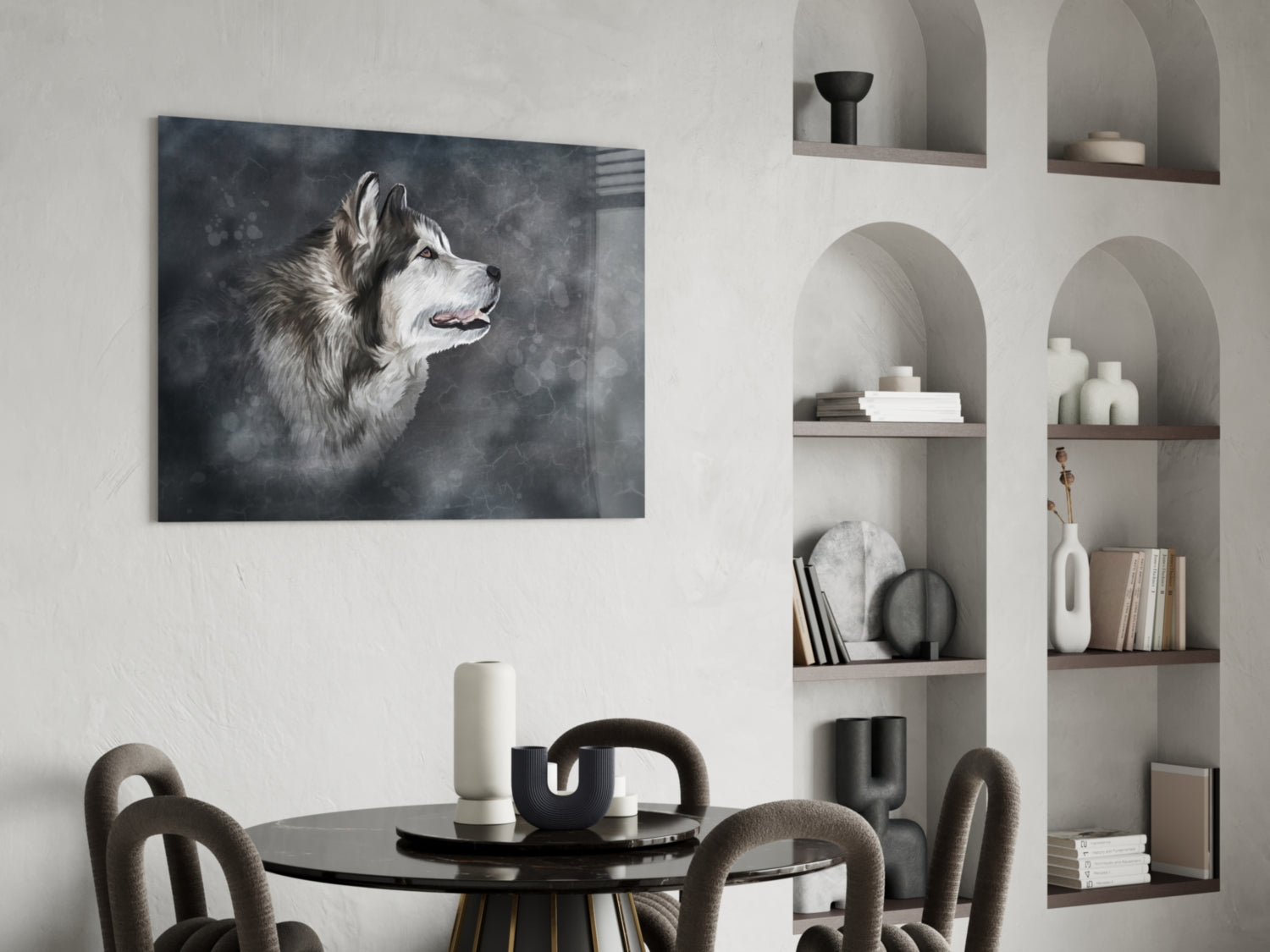 Nordic Husky Profile Glass Wall Art
