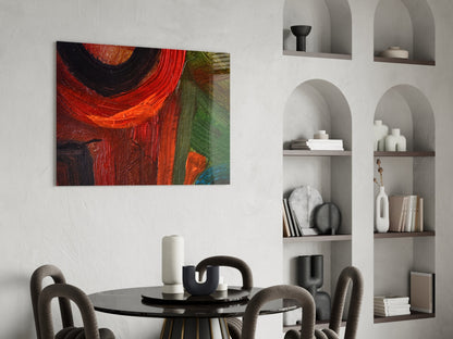 Red Green Oil Brushstroke Glass Wall Art