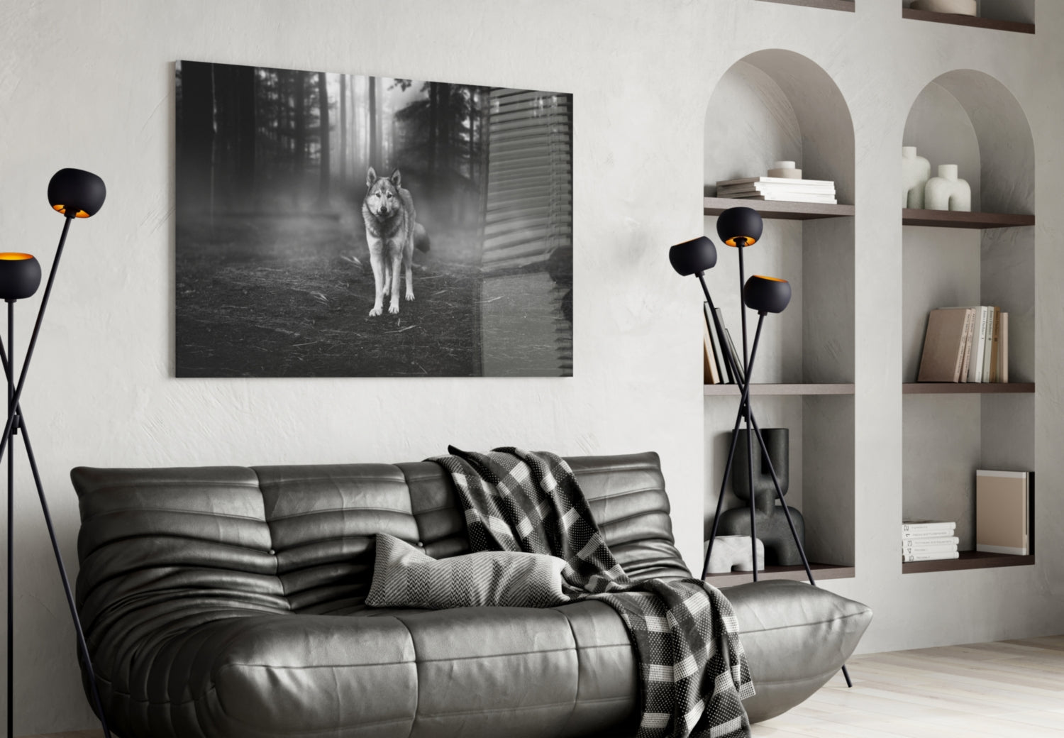Misty Forest Wolf Glass Wall Art