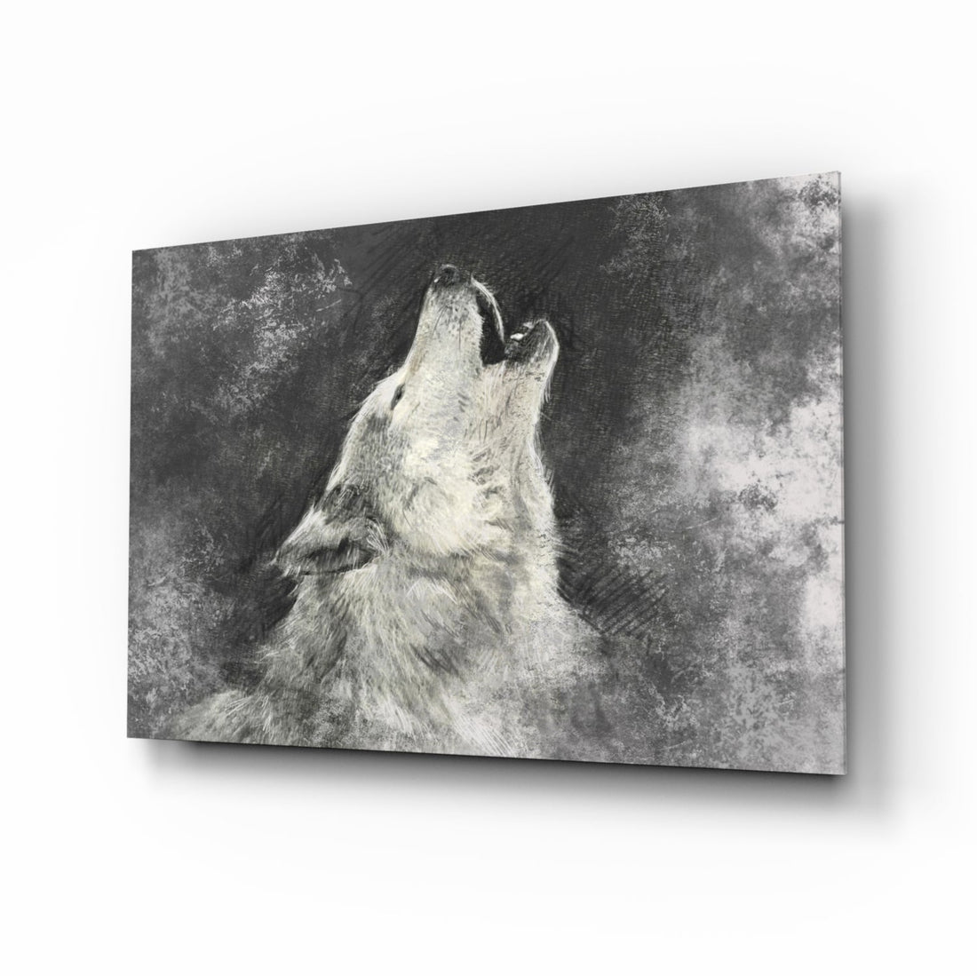 Howling Wolf Sketch Glass Wall Art
