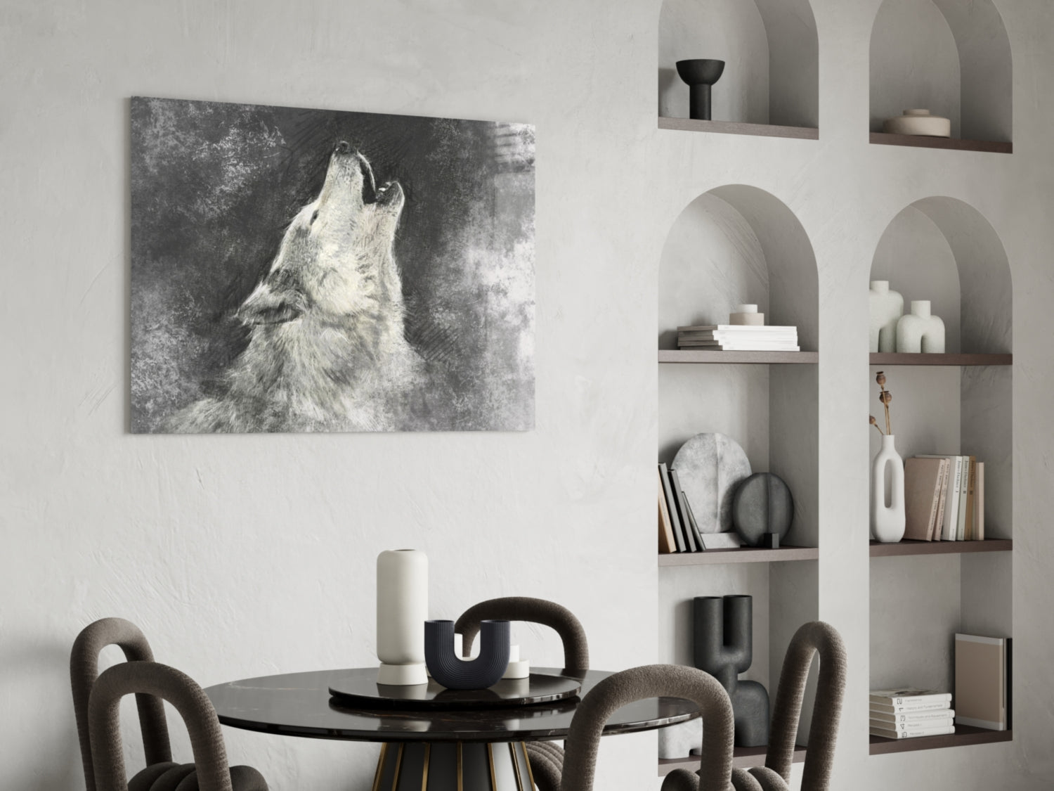 Howling Wolf Sketch Glass Wall Art