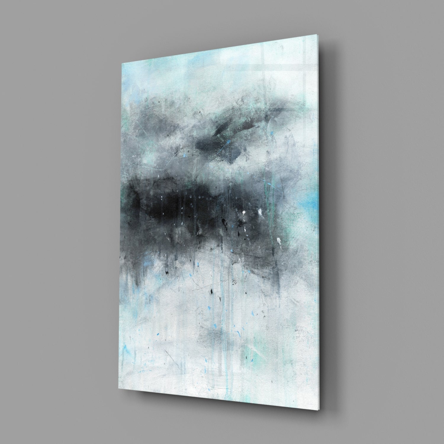 Stormy Cloud Icy Blue Glass Wall Art