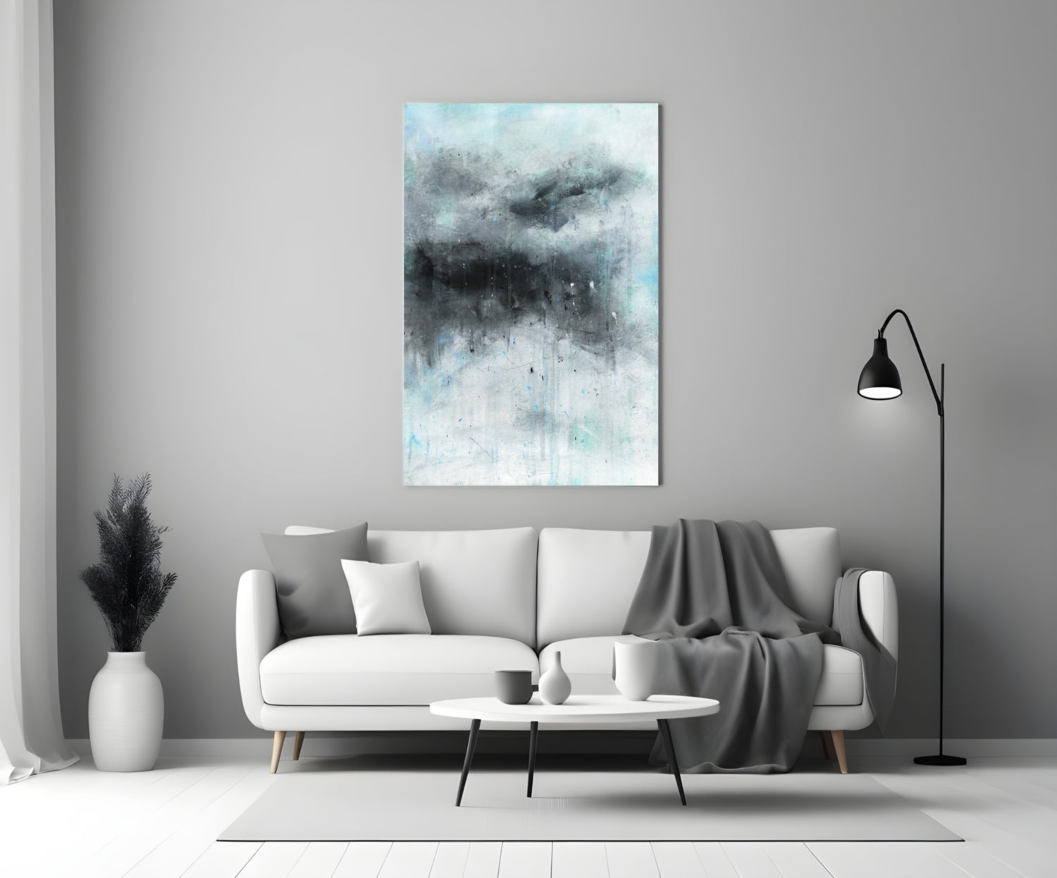 Stormy Cloud Icy Blue Glass Wall Art