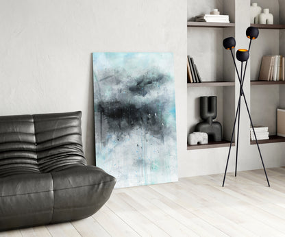 Stormy Cloud Icy Blue Glass Wall Art