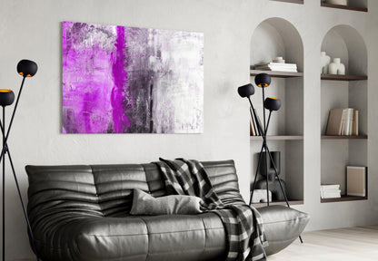 Magenta Stripe Gray Texture Glass Wall Art