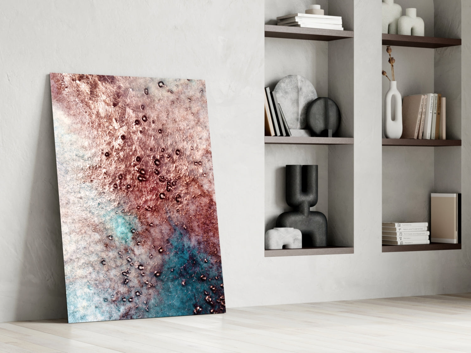 Rose Teal Geode Bubble Glass Wall Art