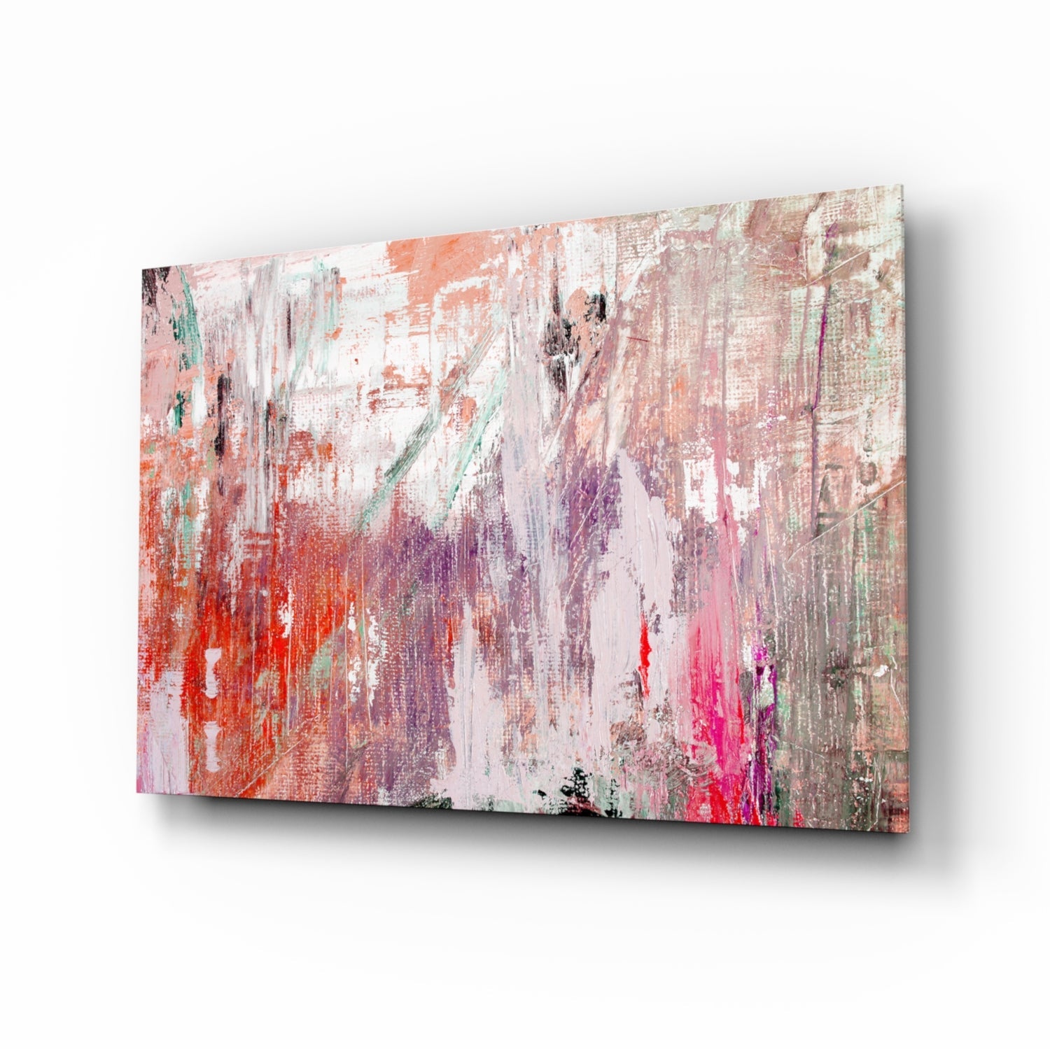 Coral Pink Textured Palette Glass Wall Art