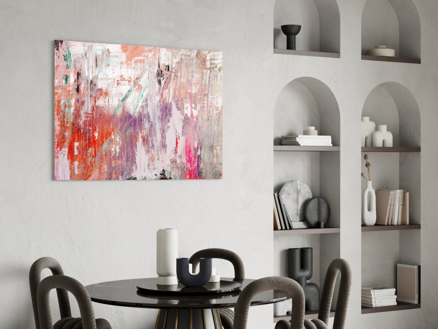 Coral Pink Textured Palette Glass Wall Art