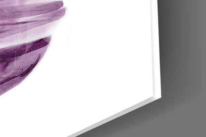 Purple Watercolor Banana Leaf Glass Wall Art