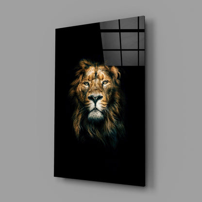 Golden Mane Lion Portrait Glass Wall Art