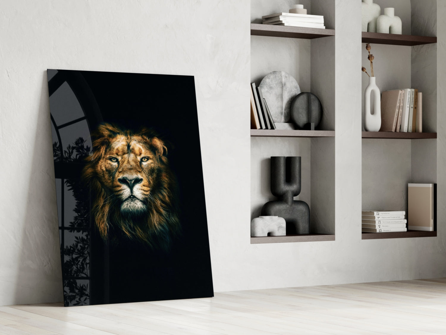 Golden Mane Lion Portrait Glass Wall Art