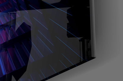 Pink Blue Triangle Neon Tunnel Glass Wall Art