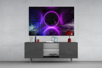 Purple Neon Ring Gateway Glass Wall Art