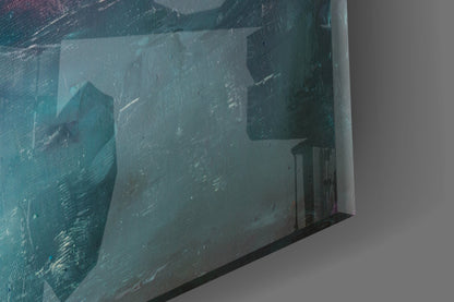Pink Horizon Teal Abstract Glass Wall Art
