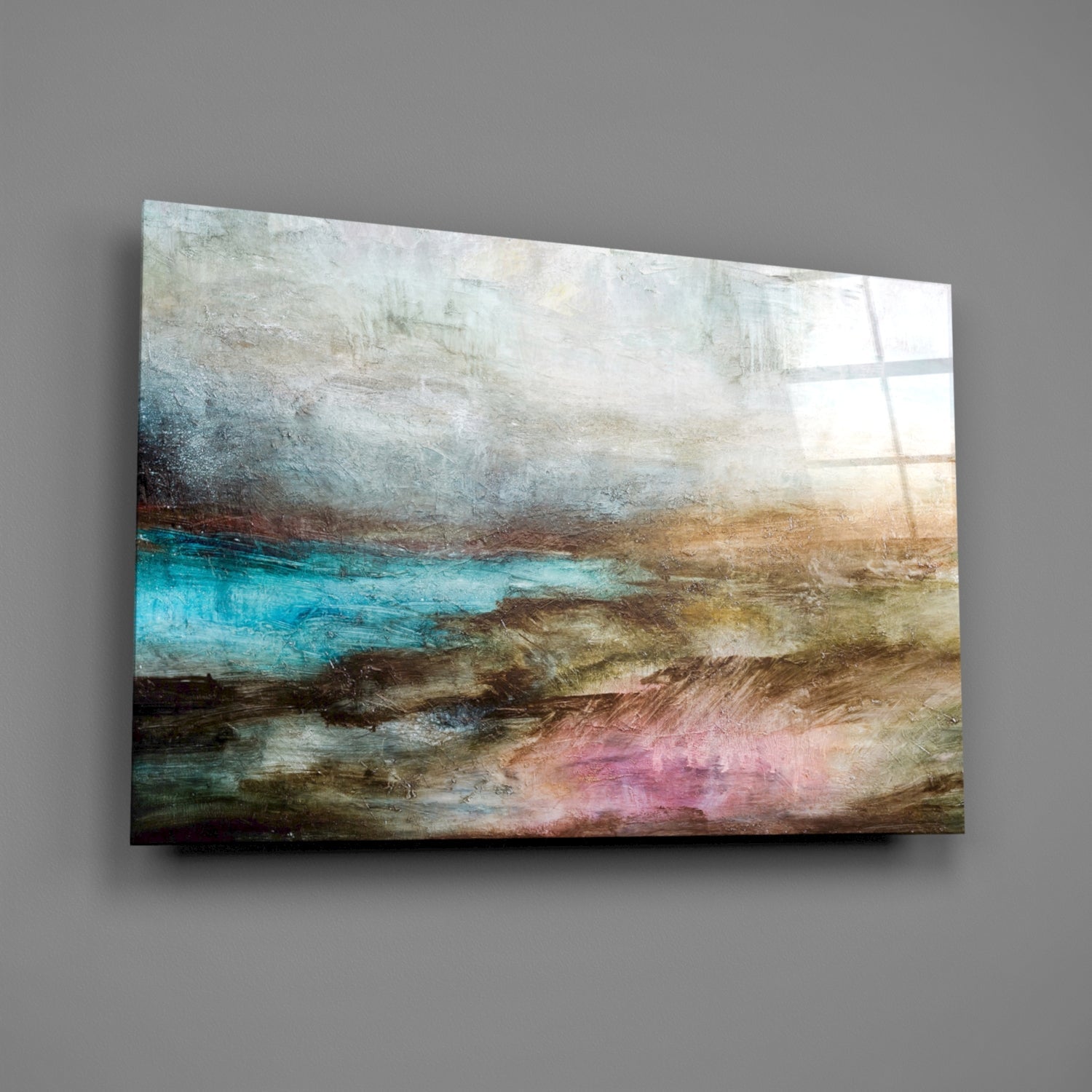Misty Turquoise Cove Glass Wall Art